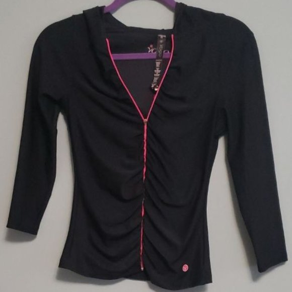 VOGO Athletica Black and Pink Athletic Jacket with Hood - Picture 1 of 5